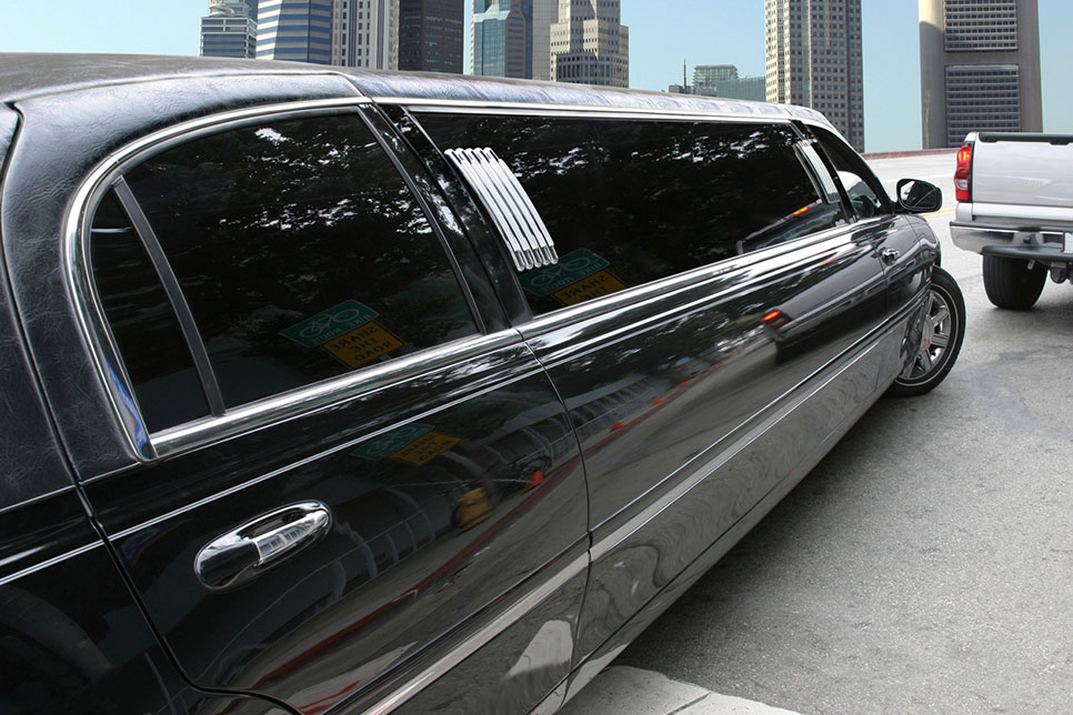 Black limousine for funeral transportation in South Florida